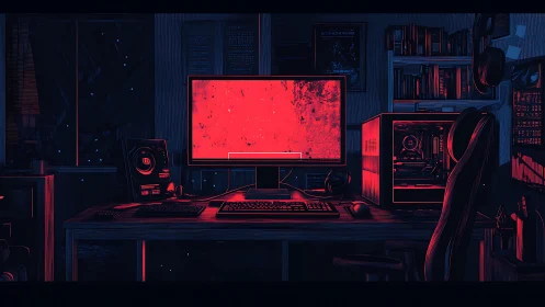 Neon-lit dual-tone gaming workstation renders cyberpunk ambiance