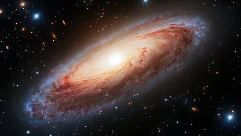 Spiral galaxy halo in luminous deep-space perspective.