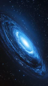 Spiral galaxy glows in deep space with dense star background