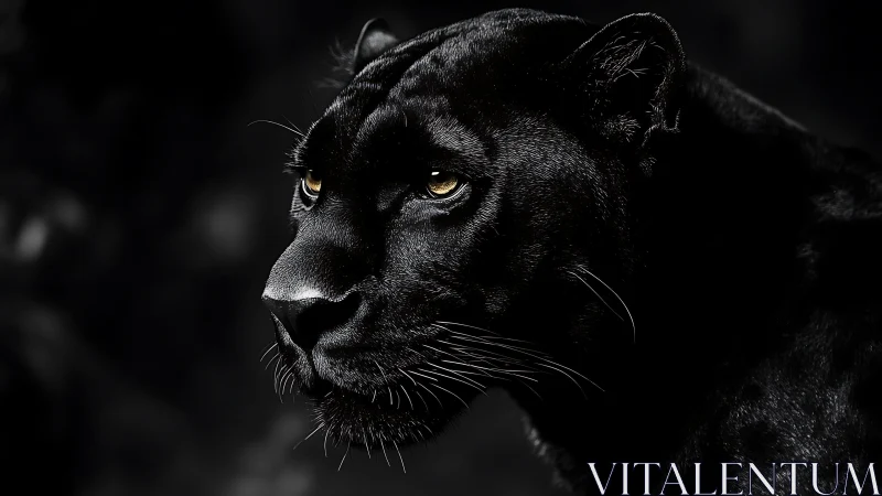 Black Panther Portrait Exhibits Luminous Eyes Against Textured Fur.