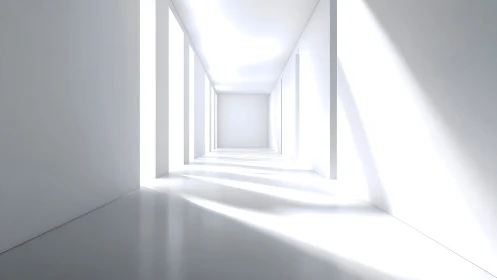 Receding Geometric Corridor Through Volumetric Light.