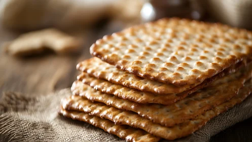 Crispy Matzo Crackers Stacked with Golden Appeal.