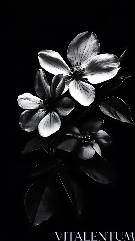 Delicate Petals Dance in Monochrome Light.