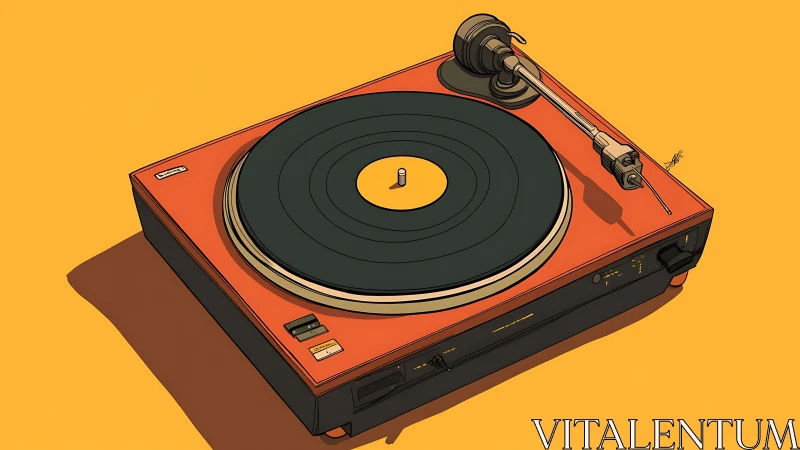 Bold orange turntable illustration celebrates analog sound