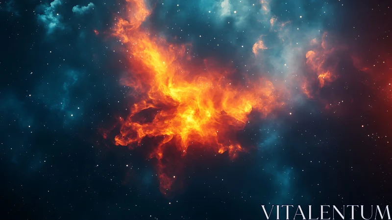 Stellar phoenix blaze ignites a cosmic tide of embers.