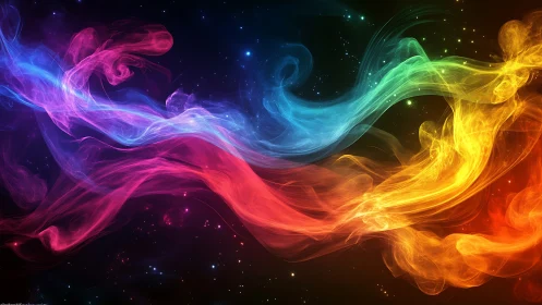 Cosmic color rivers braid through starlit digital night