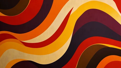 Curved color bands flow diagonally across the warm canvas