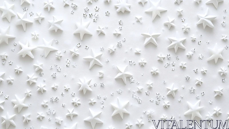 White three-dimensional stars are distributed across textured surface