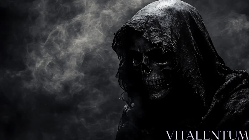 Midnight reaper leans from the smoke with quiet hunger