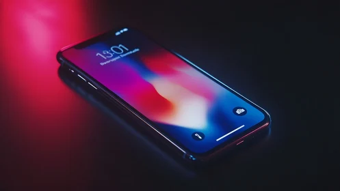 Premium Smartphone Display with Vibrant Gradient Wallpaper and Ambient Lighting.