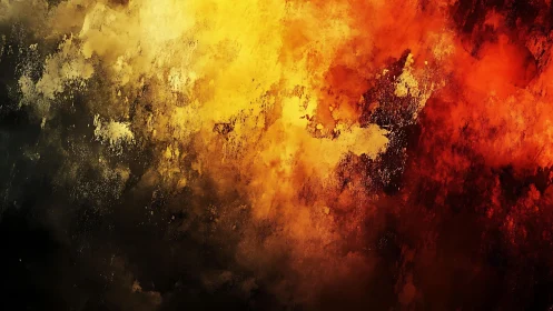 Fiery Abstract Texture with Bold Yellow, Orange, and Black Tones.