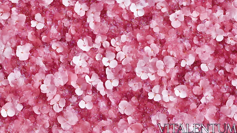 Petal constellations drift over a glittering pink cosmos