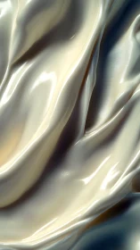 Specular highlights on cream-toned, fluidly folded glossy surface