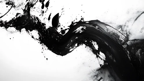 Inkstorm river bends through snowwhite negative space.