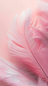 Soft blush feathers resting in a dreamy pastel glow.