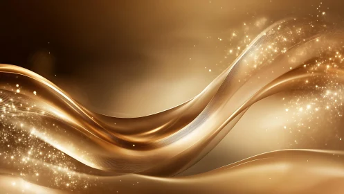 Golden abstract waves with glittering light in elegant style.