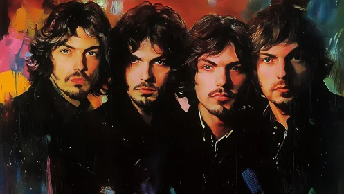 Portrait sequence of four similar male faces in stylized lighting