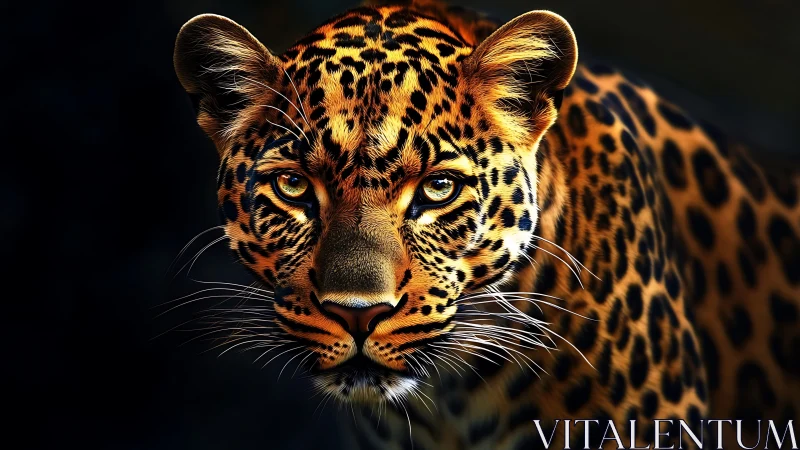 Luminous Prowler: Golden Eyes Pierce Through Obsidian Shadows.