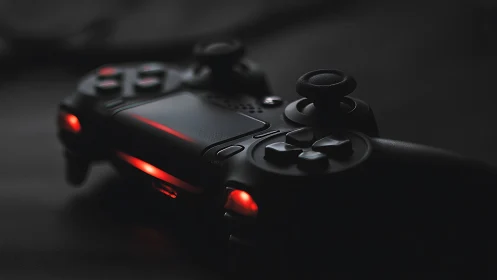 Neon-Lit Gaming Arsenal Glows With Crimson Power Intensity