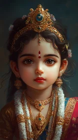 Divine-eyed child goddess radiates grace in ceremonial jewels