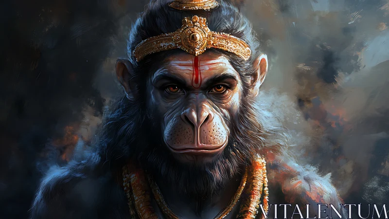 Noble monkey warrior gazes forward with calm, fiery strength