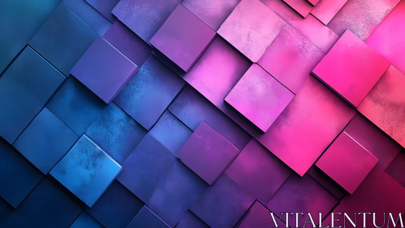 Vibrant 3D Abstract Squares in Blue and Pink Gradient Style.