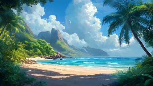 Tropical Cove: Verdant Cliffs Meet Pristine Waters.