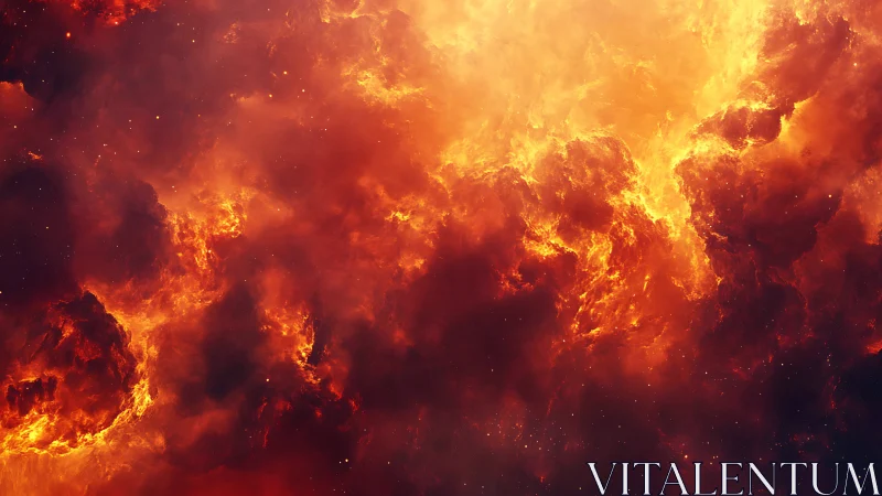 Turbulent fire formations with gradient intensity from red to yellow.