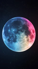 Chromatic lunar sphere rendered with tri-tone spectral lighting