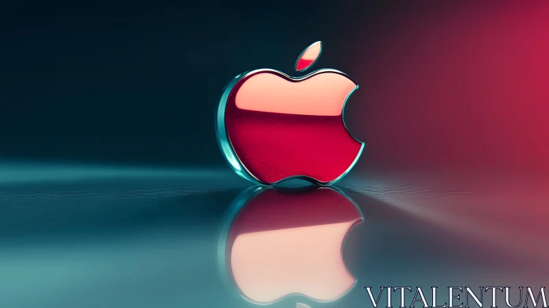 Glossy 3D Apple Logo with Futuristic Lighting and Reflection.