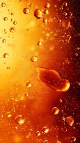 Suspended liquid droplets form against orange backlit field