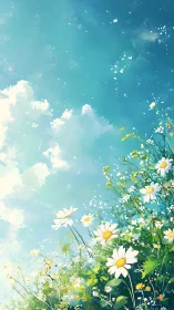 Daisy Dreams Painted Against Turquoise Infinity