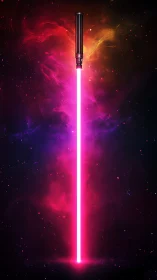 Vertical magenta energy blade extends from black hilt