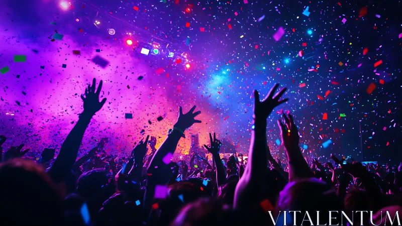 Confetti, color, and shared joy in a glowing night crowd.