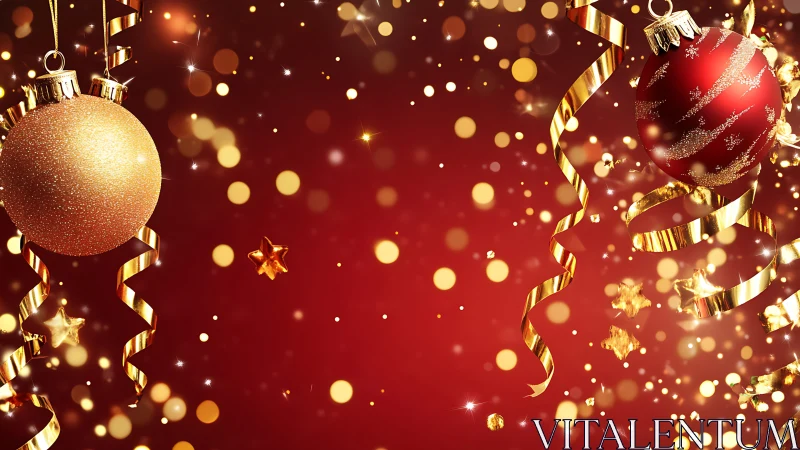 Glittering baubles and ribbons in a sparkling yuletide swirl.