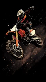 Dynamic dirt bike jump illustration with dramatic motion focus.