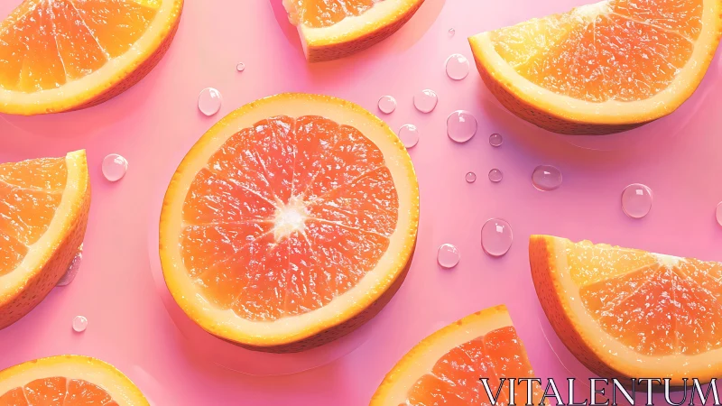 Sunlit orange slices glow against a playful pink backdrop