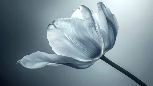 Monochromatic Tulip: Delicate Petals Against Luminous Background