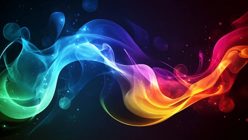 Multicolor spectral light waves with fluid motion and glow