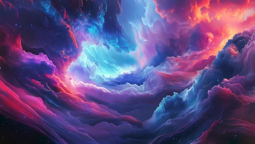 Vibrant cosmic nebula swirls around luminous celestial vortex