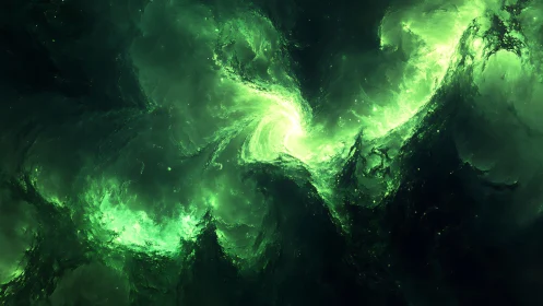 Emerald Nebula Maelstrom Swirling in Cosmic Midnight Glow.