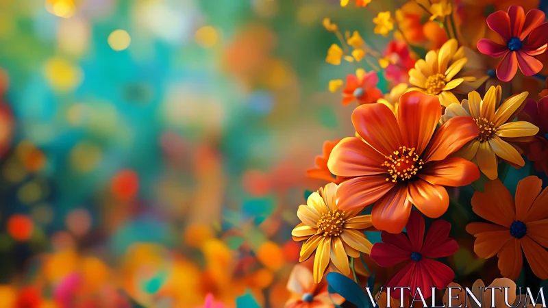 Vibrant Daisy Garden with Golden Bokeh Accents.