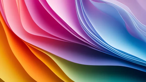 Gentle waves of colorful paper creating a calm rainbow glow.