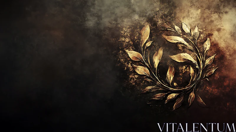 Golden Laurel Wreath Glowing Against a Dark Rustic Wall.