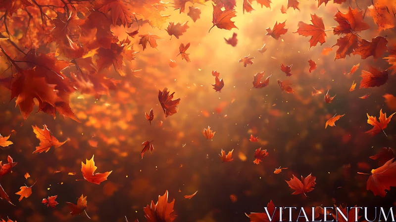 Digital rendering depicts suspended maple leaves in warm light