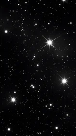 Silent night sky glows gently with countless bright stars