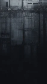 Rain-soaked brutalist monolith wall in nocturnal silence.