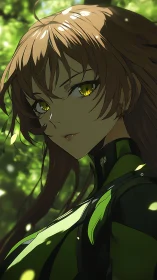 Golden-eyed forest guardian gazes back with quiet strength