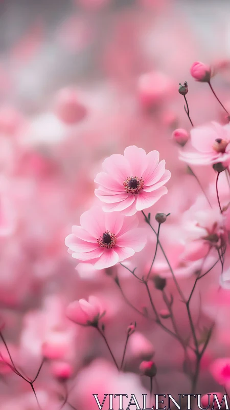 Pink flowers with layered petals photographed in shallow depth field