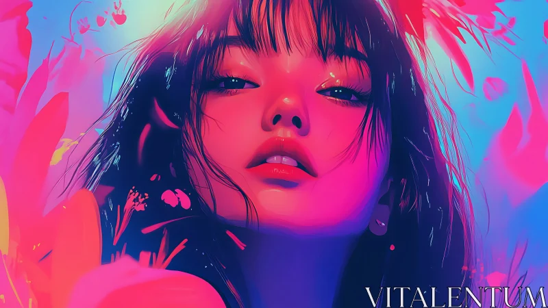 Neon-saturated digital portrait with high-chroma facial rendering.